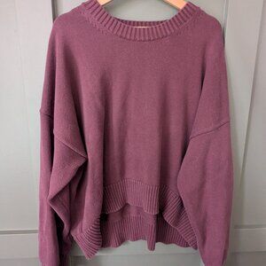 Quince 100% Organic Cotton Boyfriend Crew Sweater - Eggplant